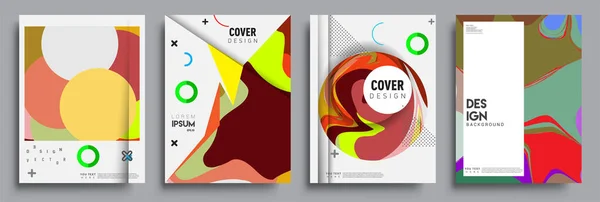 Modern Abstract Covers Set Cool Gradient Shapes Composition Vector Covers — Stock Vector