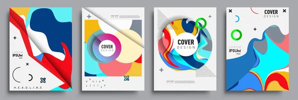 Modern Abstract Covers Set Cool Gradient Shapes Composition Vector Covers — Stock Vector