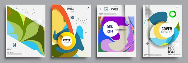 Modern Abstract Covers Set Cool Gradient Shapes Composition Vector Covers — Stock Vector