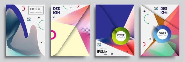 Modern Abstract Covers Set Cool Gradient Shapes Composition Vector Covers — Stock Vector