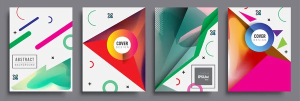 Conjunto Cubiertas Abstractas Modernas Cool Gradiente Formas Composición Vector Cubre — Archivo Imágenes Vectoriales