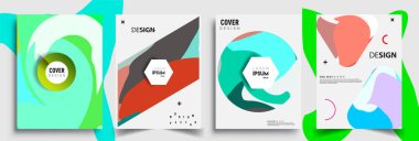 Modern soyut kapaklar seti. Cool gradient şekilleri bileşimi, vektör tasarımı kapsar.