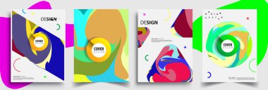 Modern soyut kapaklar seti. Cool gradient şekilleri bileşimi, vektör tasarımı kapsar.