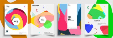 Modern soyut kapaklar seti. Cool gradient şekilleri bileşimi, vektör tasarımı kapsar.