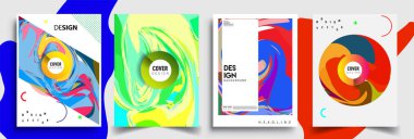 Modern soyut kapaklar seti. Cool gradient şekilleri bileşimi, vektör tasarımı kapsar.
