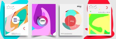 Modern soyut kapaklar seti. Cool gradient şekilleri bileşimi, vektör tasarımı kapsar.