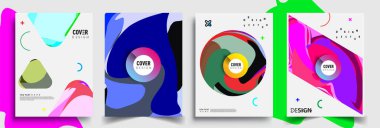 Modern soyut kapaklar seti. Cool gradient şekilleri bileşimi, vektör tasarımı kapsar.