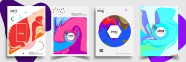 Modern soyut kapaklar seti. Cool gradient şekilleri bileşimi, vektör tasarımı kapsar.