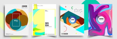 Modern soyut kapaklar seti. Cool gradient şekilleri bileşimi, vektör tasarımı kapsar.