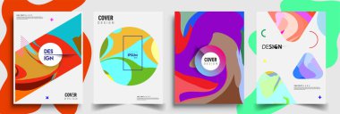 Modern soyut kapaklar seti. Cool gradient şekilleri bileşimi, vektör tasarımı kapsar.