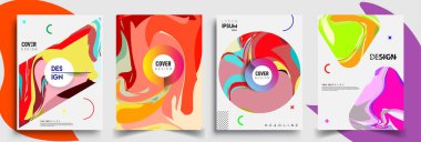 Modern soyut kapaklar seti. Cool gradient şekilleri bileşimi, vektör tasarımı kapsar.