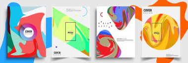 Modern soyut kapaklar seti. Cool gradient şekilleri bileşimi, vektör tasarımı kapsar.