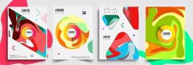 Modern soyut kapaklar seti. Cool gradient şekilleri bileşimi, vektör tasarımı kapsar.