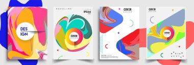 Modern soyut kapaklar seti. Cool gradient şekilleri bileşimi, vektör tasarımı kapsar.