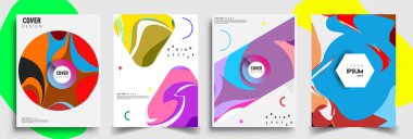 Modern soyut kapaklar seti. Cool gradient şekilleri bileşimi, vektör tasarımı kapsar.