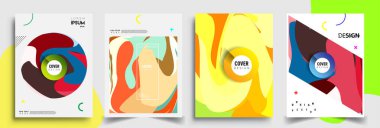 Modern soyut kapaklar seti. Cool gradient şekilleri bileşimi, vektör tasarımı kapsar.