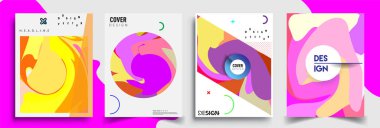 Modern soyut kapaklar seti. Cool gradient şekilleri bileşimi, vektör tasarımı kapsar.