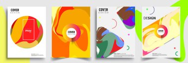 Modern soyut kapaklar seti. Cool gradient şekilleri bileşimi, vektör tasarımı kapsar.
