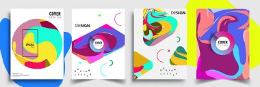 Modern soyut kapaklar seti. Cool gradient şekilleri bileşimi, vektör tasarımı kapsar.