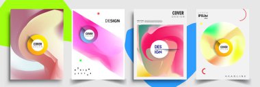 Modern soyut kapaklar seti. Cool gradient şekilleri bileşimi, vektör tasarımı kapsar.