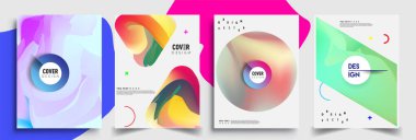 Modern soyut kapaklar seti. Cool gradient şekilleri bileşimi, vektör tasarımı kapsar.