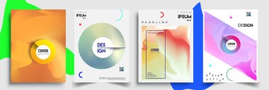 Modern soyut kapaklar seti. Cool gradient şekilleri bileşimi, vektör tasarımı kapsar.