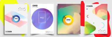 Modern soyut kapaklar seti. Cool gradient şekilleri bileşimi, vektör tasarımı kapsar.