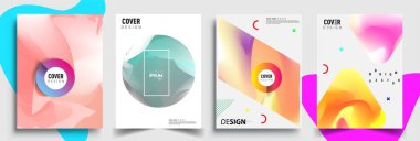 Modern soyut kapaklar seti. Cool gradient şekilleri bileşimi, vektör tasarımı kapsar.