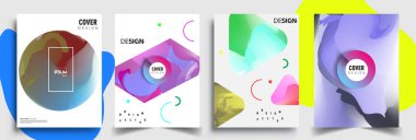 Modern soyut kapaklar seti. Cool gradient şekilleri bileşimi, vektör tasarımı kapsar.
