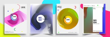 Modern soyut kapaklar seti. Cool gradient şekilleri bileşimi, vektör tasarımı kapsar.