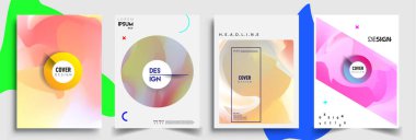 Modern soyut kapaklar seti. Cool gradient şekilleri bileşimi, vektör tasarımı kapsar.