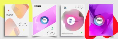 Modern soyut kapaklar seti. Cool gradient şekilleri bileşimi, vektör tasarımı kapsar.