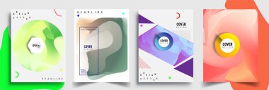 Modern soyut kapaklar seti. Cool gradient şekilleri bileşimi, vektör tasarımı kapsar.