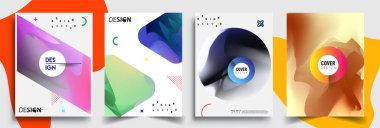 Modern soyut kapaklar seti. Cool gradient şekilleri bileşimi, vektör tasarımı kapsar.