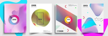 Modern soyut kapaklar seti. Cool gradient şekilleri bileşimi, vektör tasarımı kapsar.