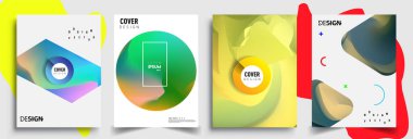 Modern soyut kapaklar seti. Cool gradient şekilleri bileşimi, vektör tasarımı kapsar.