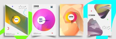 Modern soyut kapaklar seti. Cool gradient şekilleri bileşimi, vektör tasarımı kapsar.