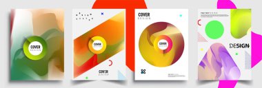 Modern soyut kapaklar seti. Cool gradient şekilleri bileşimi, vektör tasarımı kapsar.