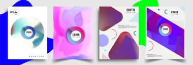 Modern soyut kapaklar seti. Cool gradient şekilleri bileşimi, vektör tasarımı kapsar.
