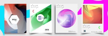 Modern soyut kapaklar seti. Cool gradient şekilleri bileşimi, vektör tasarımı kapsar.