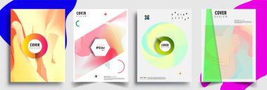 Modern soyut kapaklar seti. Cool gradient şekilleri bileşimi, vektör tasarımı kapsar.
