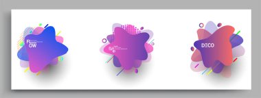 Modern soyut kaplama setleri. Cool gradient şekilleri bileşimi, vektör tasarımı kapsar.