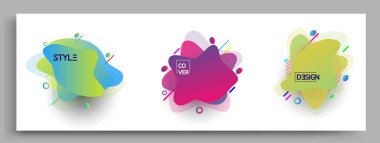 Modern soyut kaplama setleri. Cool gradient şekilleri bileşimi, vektör tasarımı kapsar.