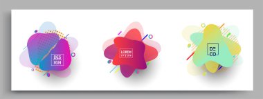 Modern soyut kaplama setleri. Cool gradient şekilleri bileşimi, vektör tasarımı kapsar.