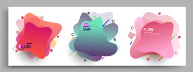 Modern soyut kaplama setleri. Cool gradient şekilleri bileşimi, vektör tasarımı kapsar.