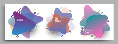 Modern soyut kaplama setleri. Cool gradient şekilleri bileşimi, vektör tasarımı kapsar.