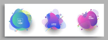 Modern soyut kaplama setleri. Cool gradient şekilleri bileşimi, vektör tasarımı kapsar.