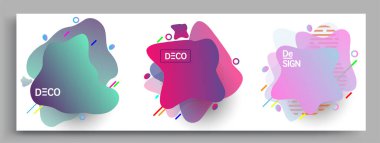 Modern soyut kaplama setleri. Cool gradient şekilleri bileşimi, vektör tasarımı kapsar.