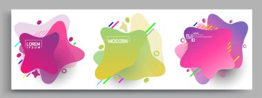 Modern soyut kaplama setleri. Cool gradient şekilleri bileşimi, vektör tasarımı kapsar.