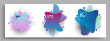 Modern soyut kaplama setleri. Cool gradient şekilleri bileşimi, vektör tasarımı kapsar.